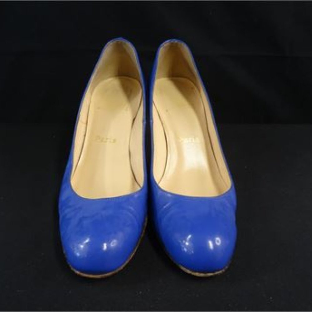 Christian LouBoutin Women's Blue Shiny Nappa Simple 70 Pumps